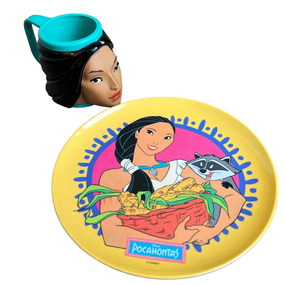 Pocahontas vintage plate + cup kids dining ware 90s Applause